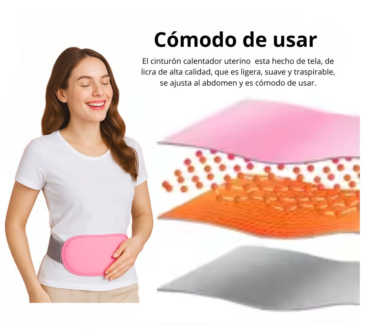 Cinturón térmico para el alivió menstrual y abdominal.